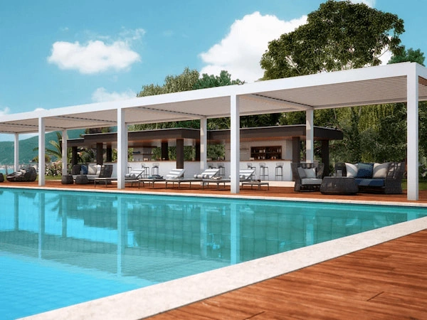 pergola vision vue sur piscine